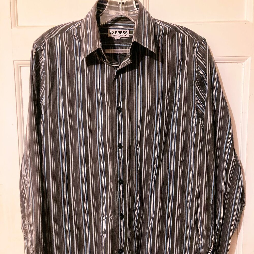 EXPRESS Mens' Striped STRETCH Slim Fit Dress Shirt ~ Sz S/14-14.5